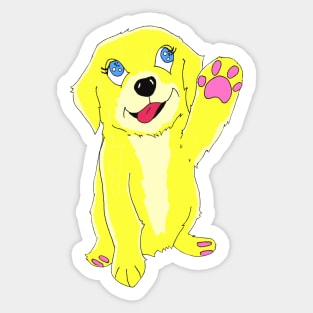 Dog Waving Pocket, Cute Puppy Pocket Sticker